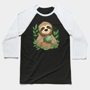 Cute Sloth With Coffee Baseball T-Shirt